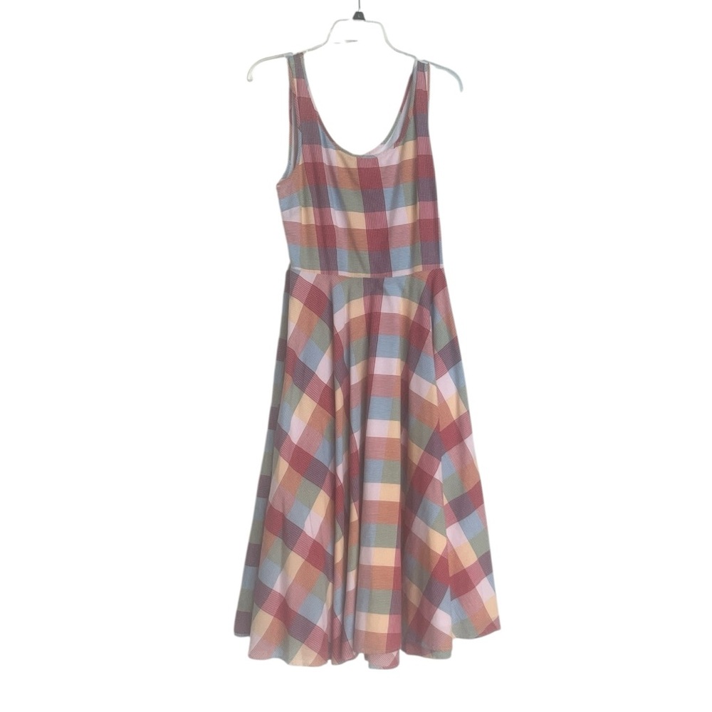 LL Bean Madras plaid A-line or sheath dress Size 8 - Picture 2 of 9